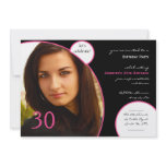 Lets Celebrate in Black and Pink Photo Birthday invitations