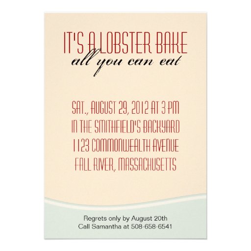 Let's Cook Lobsters Lobster Bake Invitation