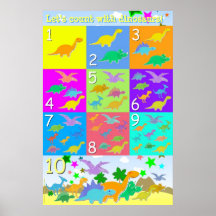 Let's Count With Dinosaurs Numbers 1 - 10 Counting Print