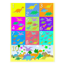 Let's Count With Dinosaurs Numbers 1 to 10 Postcards