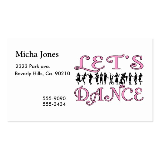 Let's Dance Dancing Couples Business Card (front side)