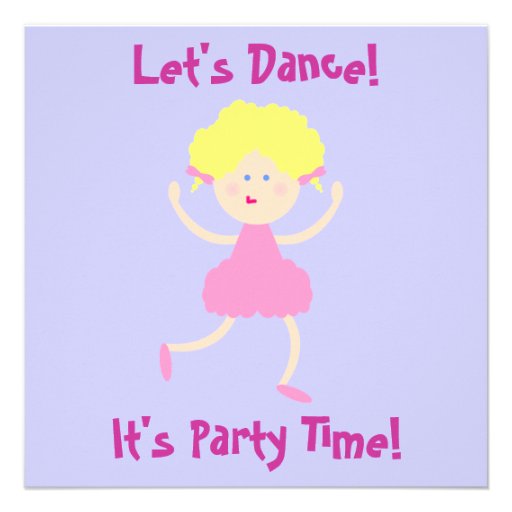 Let's Dance ~ It's Party Time~Kids Birthday Party Personalized Invitations