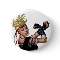 Let's Fight! Blond Punk Rock Girl Pin-up by Al Rio