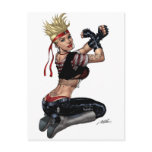 Let's Fight! Blond Punk Rock Girl Pin-up by Al Rio Post Card