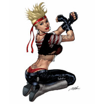 Let's Fight! Blond Punk Rock Girl Pin-up by Al Rio