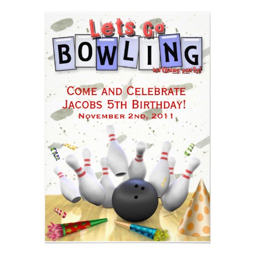 Let's Go Bowling Birthday Party Announcements