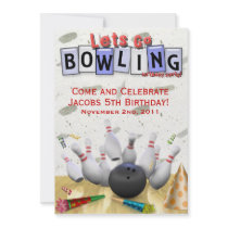 Let's Go Bowling Birthday Party Announcements