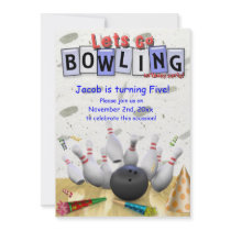 Let's Go  Bowling!  Birthday Party Invitation