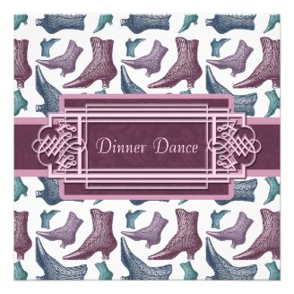 Let's go Dancing Victorian Vintage Boots Pattern Custom Invite
