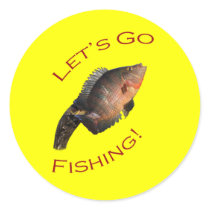 Let's Go Fishing Round Sticker
