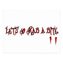 Let's go grab a bite postcard
