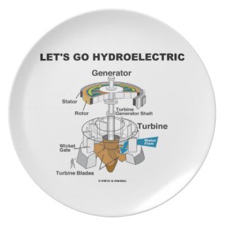 Let's Go Hydroelectric (Generator Turbine) Dinner Plate