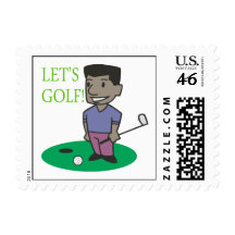 Lets Golf Postage Stamps
