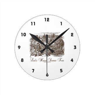 Let's Have Some Tea Wonderland Alice Haigha Hatta Round Clock