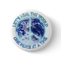 Let's heal the World Pinback Button