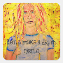 let's make a drum circle square sticker