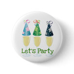 LET'S PARTY CHAMPAGNE PARTY HATS PRINT buttons by CreativeContribution LET'S PARTY CHAMPAGNE PARTY HATS PRINT buttons