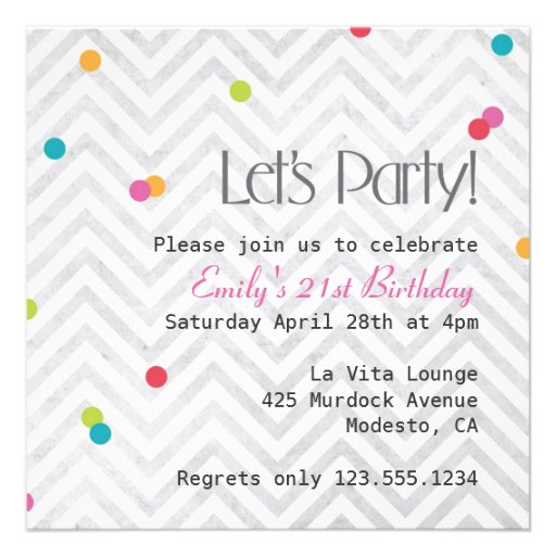 Let's Party Chevron and Dot Invite