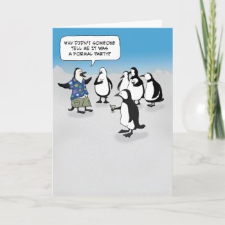 Let's Party! Cute penguin card card