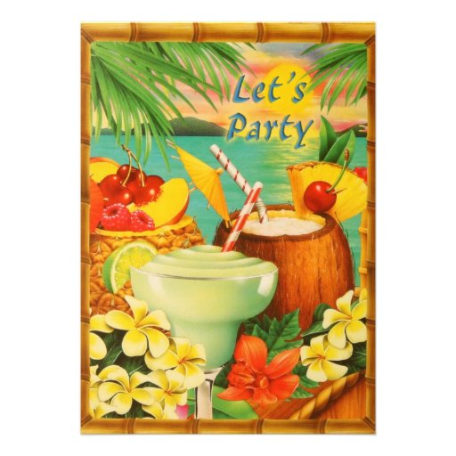Let's Party Luau Invitation (front side)