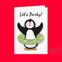 Let's Party Swimming Penguin Card by imagefactory Let's Party Swimming Penguin Card