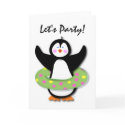 Let's Party Swimming Penguin Card