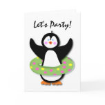 Let's Party Swimming Penguin Card