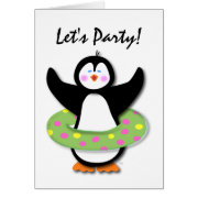 Let's Party Swimming Penguin Card