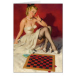 Lets Play a Game - Retro Pinup Girl Card