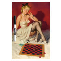 Lets Play a Game - Retro Pinup Girl Dry-Erase Whiteboards