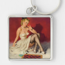 Lets Play a Game - Retro Pinup Girl Key Chain