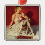 Lets Play a Game - Retro Pinup Girl Christmas Tree Ornaments