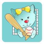 Let's play Baseball Square Stickers