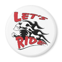 Let's Ride Skull Refrigerator Magnet