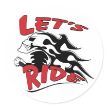 Let's Ride Skull Sticker