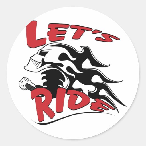 Let's Ride Skull Sticker