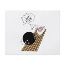 lets split scared bowling pins cartoon humor custom flyer