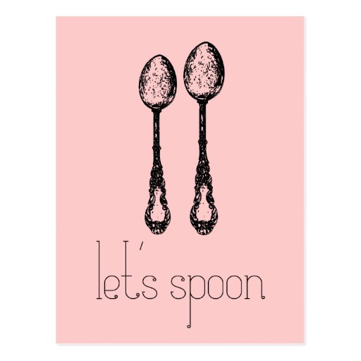 let's spoon postcard Zazzle