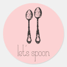 let's spoon round sticker