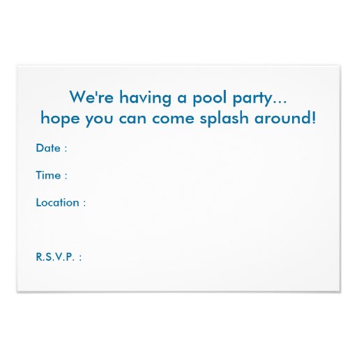 let's swim! comic speech bubble personalized invites