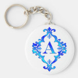 Letter A Blue Keychain