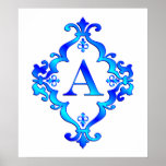 Letter A Blue Posters