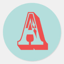 Letter A carnival style monogram initial favor stickers
