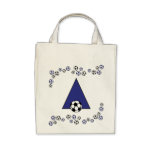 Letter A in Soccer Blue Monogram Tote Canvas Bag