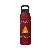 Letter A in Soccer Monogram Gold water bottles