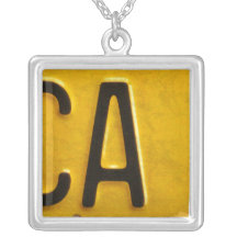 Letter A License Plate Vintage Necklace