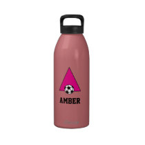 Letter A Monogram  in Soccer Pink water bottles