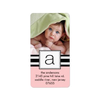 Letter A Monogram Vetical PHOTO Address Labels. label