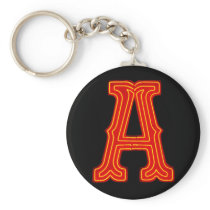 Letter "A" Neon Light Monogram Keychains