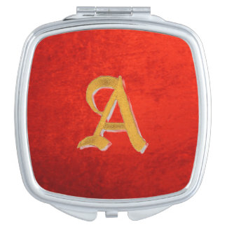 LETTER A ON RED VELVET DESIGN MAKEUP MIRROR